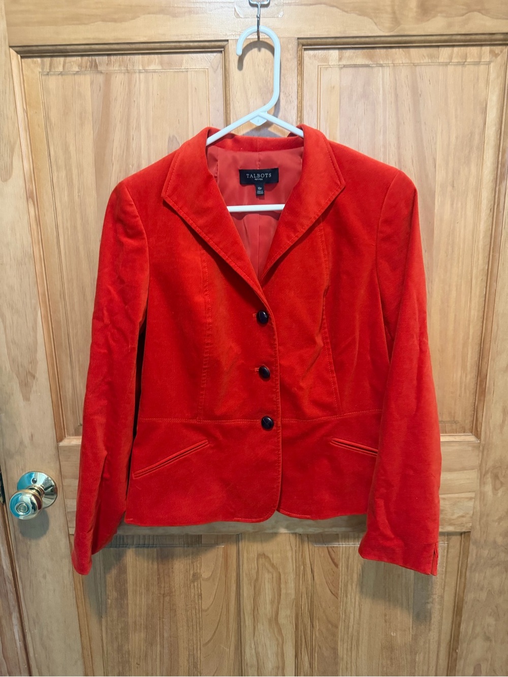 Talbots Petites Red Velvet Blazer Jacket 10P Cotton Stretch